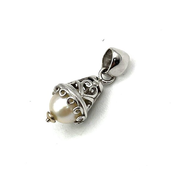 14k White Gold Pearl Drop Pendant 2.7 gram Not Scrap - Picture 5 of 8